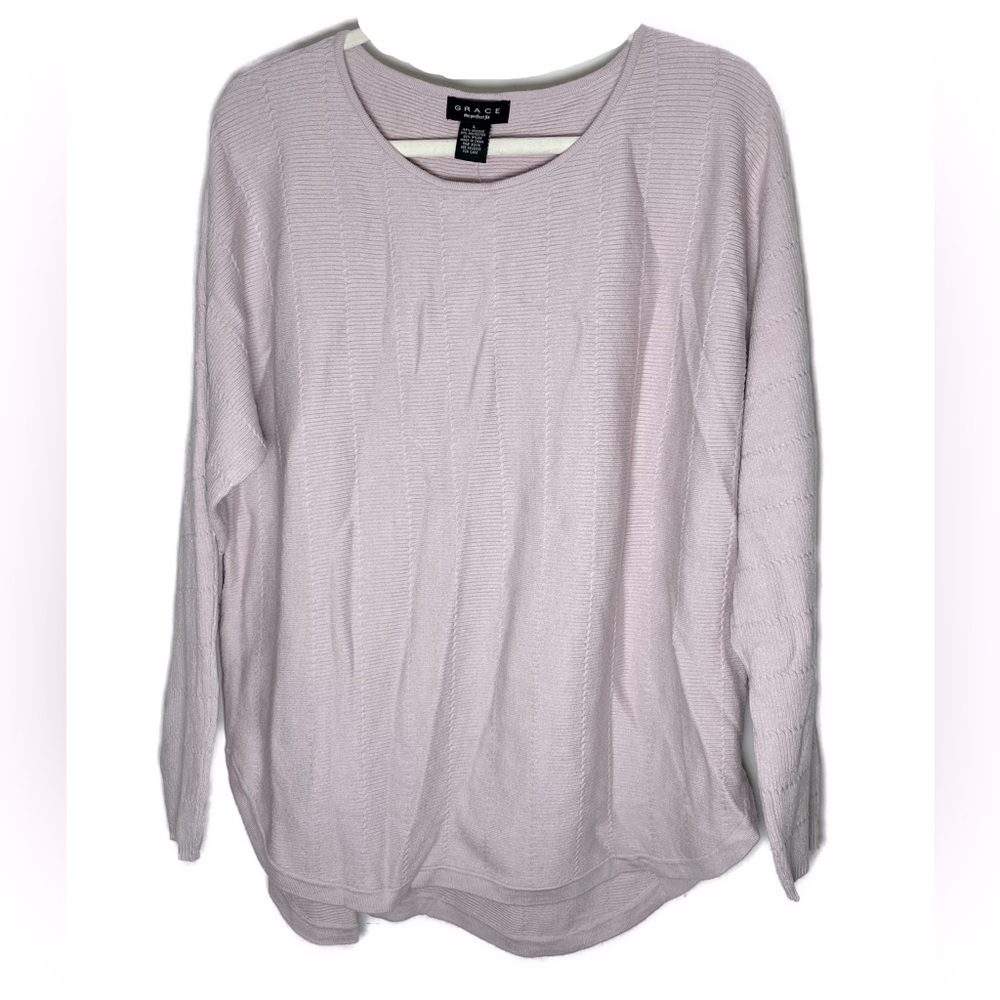 Grace Elements NWT Viscose Blend Super Soft Textured Knit Top Sz L Lavender